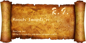 Resch Imogén névjegykártya